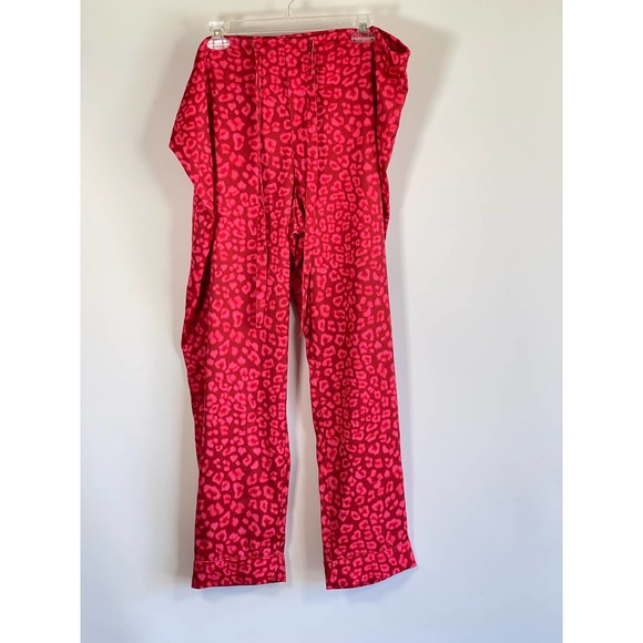 Good American Red Pink Leopard Satin Pajama Pants Drawstring Waist Size 4 (XL) - Picture 10 of 10